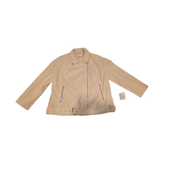 ASOS DESIGN longline oversized faux leather biker jacket in ecru Size 14 - Picture 5 of 15